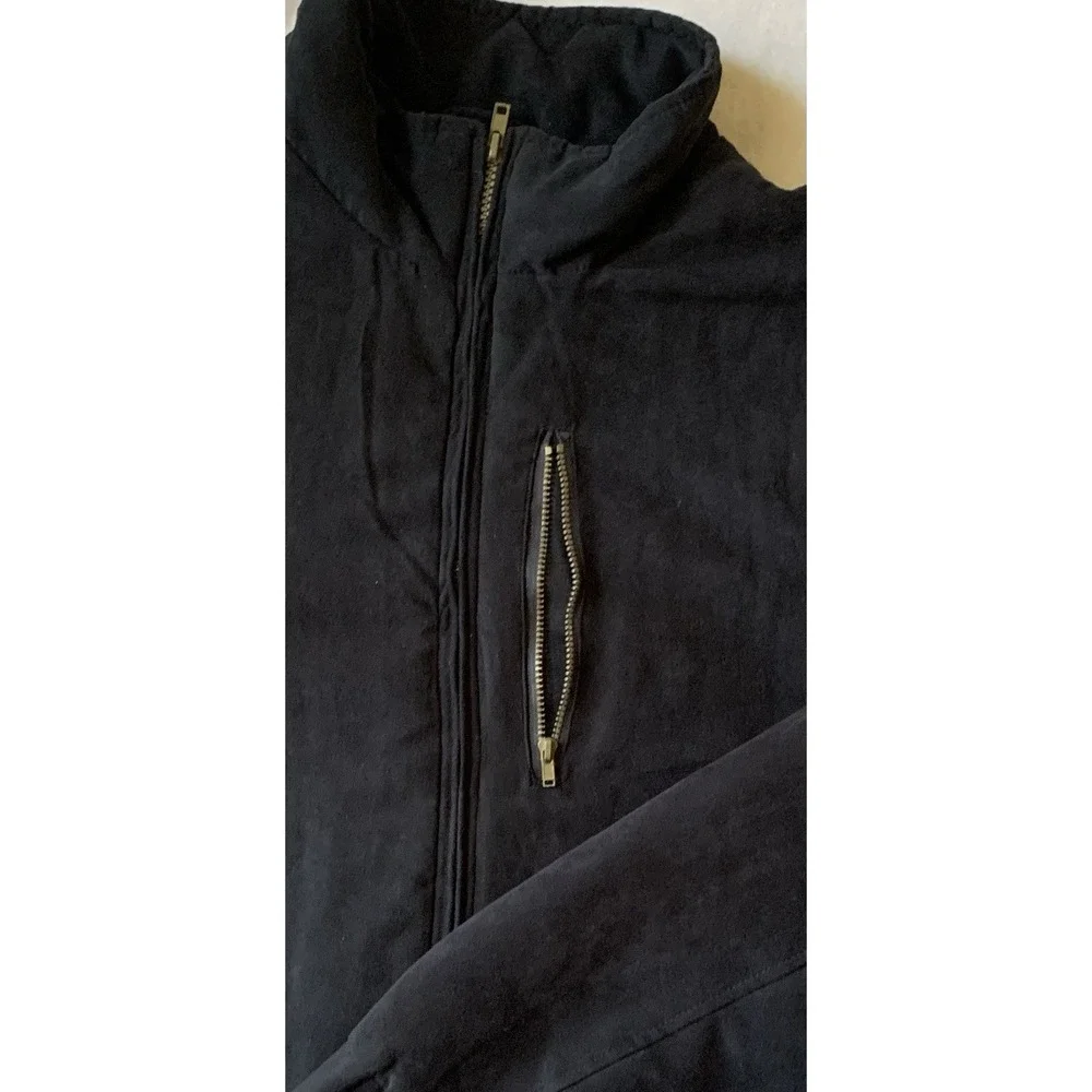 Montage Collection Black Faux Suede ZipUp Bomber Jacket With Pockets Size M